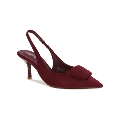 BERNESS Heddie Women's Faux Suede Kitten Heel Pumps - Pointed Toe, Padded Slip-On Slingback Strap, Classy Women's Shoes for Office & Wedding Wear, Shoes For Women