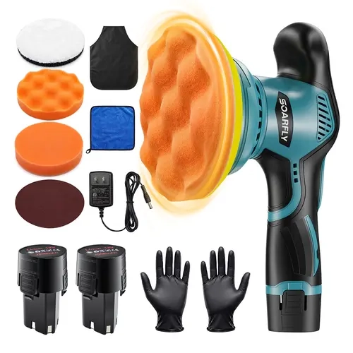 【5500RPM + 2 Batteries】 SOARFLY Cordless Car Buffer Polisher, 6-Inch 9mm Random Orbital Polisher Kit for Car Detailing, Waxing, Buffing & Polishing, 12V/21V Options