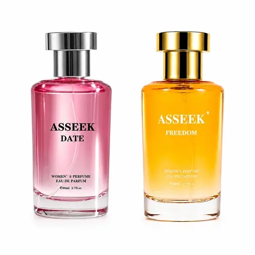 ASSEEK Women’s Perfume Set - 2x80ml Alcohol-Based Eau de Parfum (DATE & FREEDOM), Liquid Women’s Fragrance with Vanilla Caramel Floral, Crisp Fruity Aquatic Scents, Long-Lasting