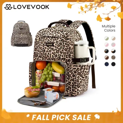 LOVEVOOK Lunch Backpack with Lunch Compartment,15.6'' & 17'' Laptop Work Travel Insulated Cooler Backpack,Waterproof College Teacher Lunch Bag Box with Tumbler Holder,Gifts for Men Women tiktokshopbacktoschool