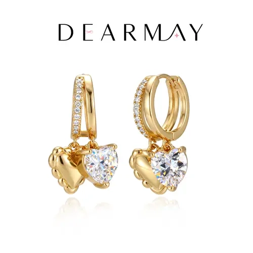 Dearmay Gold Earrings for Women 14K Gold Plated Heart-Shaped Pendant Earrings Waterproof Hypoallergenic Gifts for Girls