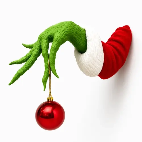 Green  Christmas Wall Decor with Hanging Ornament, Funny Holiday Wall Decoration, 3D Santa Sleeve Hand Ornament Holder for Home, Living Room & Christmas Party