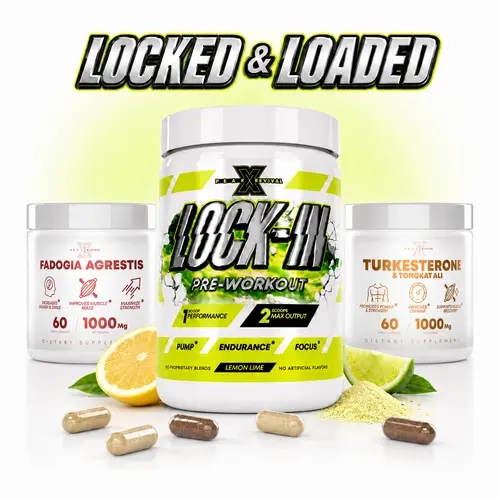 Peak Revival-X Locked & Loaded Performance Stack Supplement Kit - 3 Products (Baking Soda Pre-Workout, Natural Testosterone Booster, TRT Alternative) Plant-Based Dietary Capsules for Men’s Muscle, Strength & Fitness Support, Boosted Energy