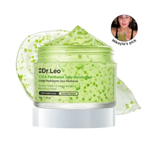 Dr.Leo Centella Panthenol Soothing Jelly Moisturizer for Face - Hyaluronic Acid, Fragrance-Free, Calming, Non-Comedogenic, Lightweight Capsule Cream, Acne-Prone/Sensitive Skin, Redness Relief, Hydrate, Skin Repair, Sunscreen, 36mths Shelf Life, 50g