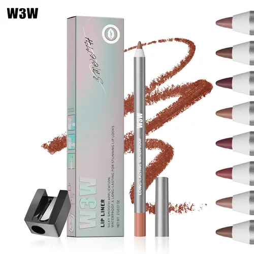 Creamy Matte Lip Contour Pencil - Long Lasting, Waterproof Long-Wear, Smooth Glide Lipliner Singles for Defining, Shaping & Overlining, 8 Nude Shades with Sharpener, Long Lasting Lip Liner, Matte Lip Pencils