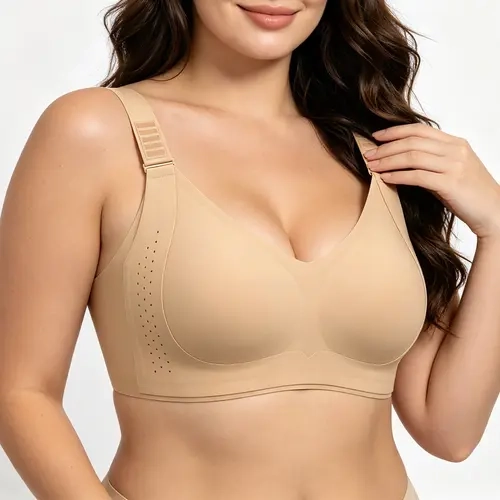 SHECURVE Jelly Wireless Minimizer Bra for Women Full Coverage Large Bust Support Bra with 6-Level Adjustable Lift Wide Straps & Back Smoothing