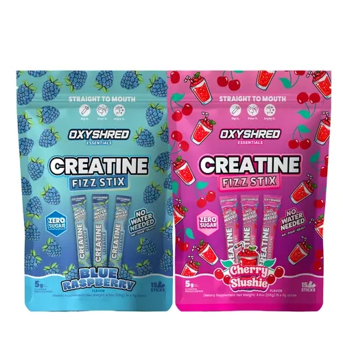 EHPlabs OxyShred Creatine Fizz Stix Twin Pack - Sugar-Free Dietary Fitness Supplement Powder Sticks, 5g Creatine Monohydrate, 15 Servings Each, 30 Rip & Pour Sticks (No Mixing/Shaker/Water Needed), 3 Flavors, Performance Boost, Muscle Gain Support
