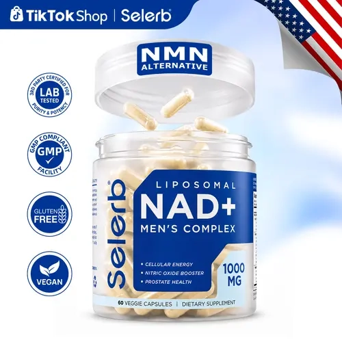 Selerb NAD+ Supplement for Men – With  Liposomal-NAD+,CoQ10, L-Carnitine, L-Arginine, Maca & Ashwagandha Fitness – Energy, Circulation & Prostate Support – 60 Capsules Edible Dietary  Vitamin Healthcare Natural