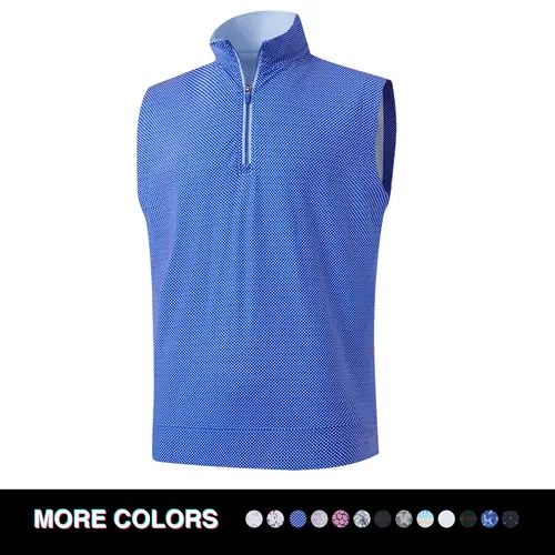 MAELREG Men's Full Print Golf Vest Quarter Zip Sleeveless Dry Fit Moisture Wicking Lightweight Performance 1/4 Zip Pullover