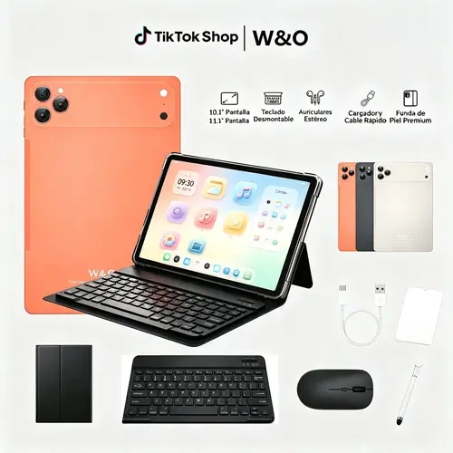 W&O X26 Max Android Tablet - 11.1in Touchscreen Tablets, High Capacity 4+8GB RAM 256GB Expandable Storage, Modern Android 15 Octa-Core CPU, 20MP Rear 8MP Front Camera, Wireless Dual-Band WiFi, Multi-Port USB-C, Portable for Work & Back-to-School, High Cap