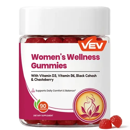 VEV Women’s Chewable Wellness Gummies with Black Cohosh, Chasteberry Herbal Extracts, Vitamin D3, B6 & Probiotics, 90 Count