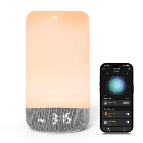 ecozy Smart Sunrise Clock with App Control, 26 Soothing Sleep Sounds, Personal Sleep Routine Wake Alarm Clock, Night Light Routine Builder, Sleep Trainer, White Noise, Sound Machine for Kids, Nursery, Deep Sleeping, Bedroom