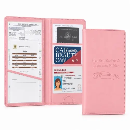 Leatherette Document Holder - Magnetic Closure Glove Box Organizer, Compact Quick View Car Interior Stowing Accessory, Spring Gift for Car Owners (Also Fits Pokemon Cards)