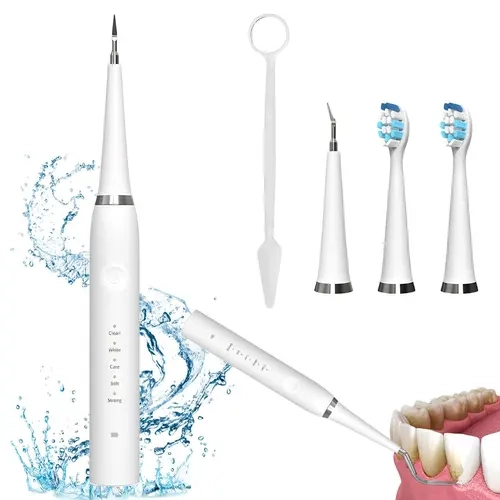 Ultrasonic Dental Plaque Remover Tool Kit Set - Professional Tartar Removal Tool with Safe, Gentle Electric Cleaning for Humans, Cats, Dogs