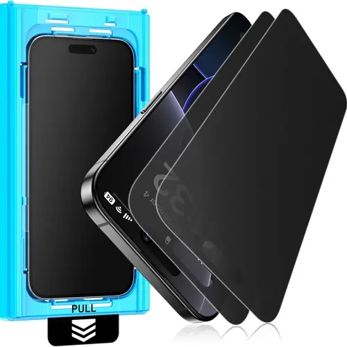 Mothca 2-Pack Privacy Protective Glass for iPhone 18 Pro Max/17 Pro Max 6.9-in (Matte/Red Privacy), Dust-Free Auto Fit Box, Face ID Compatible, Anti-Spy Glare Fingerprint, Full Coverage Shockproof Screen Protector for Handheld Cellphone Devices