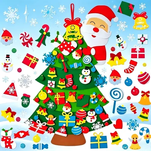 Unwoven Felt Christmas Tree DIY Craft Kit - Festive Tree-Shaped Home Decorations with Hanging Components