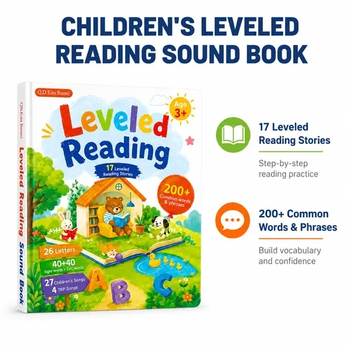 Leveled Reading Sound Book for Kids 3+, Educational Toy & Learning Toy, Interactive Language Toy with 17 Reading Stories, 200+ Words & Phrases, Screen-Free Hobby Toy, Birthday & Holiday Gift tiktokshopbacktoschool