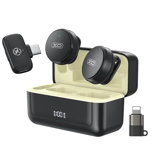 Compact Clip-On Wireless Lavalier Microphone with Digital Charging Case, 20H Life, 131ft Range, Magnetic Vlogging Gear for iPhone/iPad, Android/iOS Lightning-USB-C Video Recording, Interviews