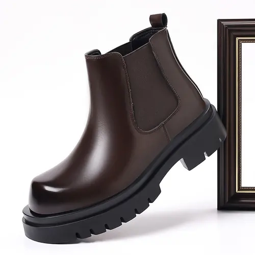 Men’s minimalist retro Chelsea ankle boots, high-top slip-on casual boots for everyday wear
