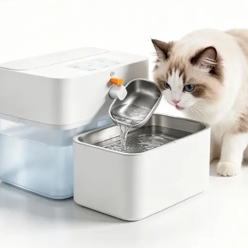 Meowant Filterless Wireless Auto Refill Cat Water Fountain - 4.5L Stainless Steel Bowl, Motion Sensor Mode, Smart LED Display, Separate Clean/Dirt Water Zones, 2500mAh Battery for Indoor Cats