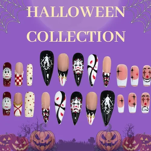 NailVesta HALLOWEEN COLLECTION – 100% Handcrafted 3D Press-On Nails | Reusable, Long-Lasting, Salon-Quality black lace nail art nail art holiday odorless debonder serum cat eye design brown soft gel short coffin acrylic false nail luxury jade y2k baddie