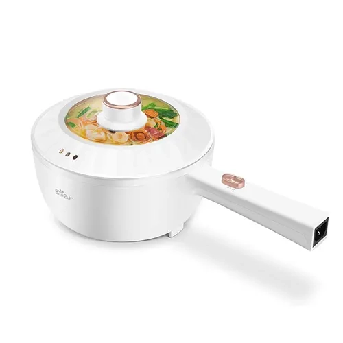 Bear Electric Multifunctional Hot Pot Cooker - 2L Compact Food-Grade Cooker, 1000W Rapid Heating, Temperature Control, Non-Stick Frying Pan for Small Groups (Noodles, Oatmeal) Kitchen Appliance
