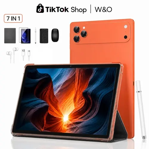 W&O New Touchscreen Android 15 Tablet Set, 11-in HD Display Tablet, 12GB RAM+256GB Expandable Storage, 10000mAh Battery, 5G WiFi, Dual Cameras, Bundle Set with Keyboard, Mouse, Stylus & Case, Portable for Work, Back to School