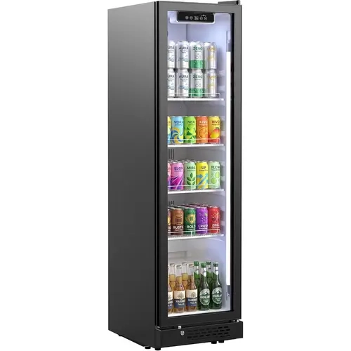 Upstreman Commercial Display Refrigerator - 6.9 Cu.Ft/195L Merchandiser Fridge with 4 Adjustable Shelves, LED Light for Home, Bar Use