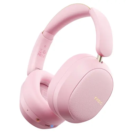 KVIDIO Wireless Active Noise-Canceling Headphones - 135 Hour Battery Life, Deep Bass Hi-Fi Sound, Soft Cushioned Cups, Lightweight with Mic, Compatible with That 70s Show Christmas Cassette Player for Music, Travel (Earphones & Accessories), Foldabl