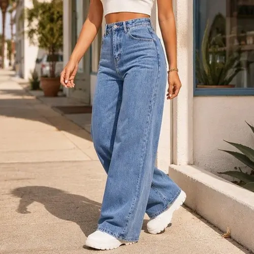 Women's High Waisted Wide Leg Denim Jeans - Relaxed Fit Clothes for Women's Clothing, Casual Street Wear