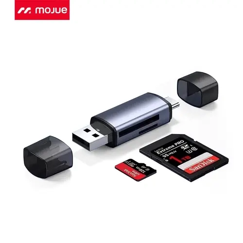 2-in-1 Dual Slot USB-C-USB 3.0 Micro SD Card Reader Adapter, Compatible with MicroSD, SDHC, SDXC, Laptops, Tablets, MacBooks, iPads, iPhone 18/17/16/15 Pro/Pro Max