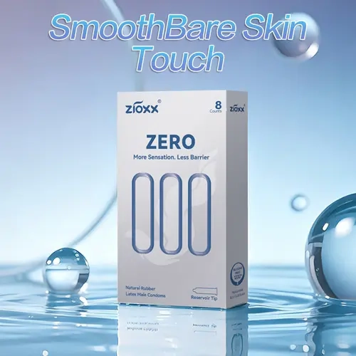 Zioxx Ultra-Thin Smooth Latex Condoms (8 Ct) - Men's Natural Latex Intimate Wear, Reservoir Tip, Bare Feel, Hyaluronic Acid Lube, Silicone-Free, Hydrating, Lightweight, Prop 65 Free, Boxed Couple Intimacy Set