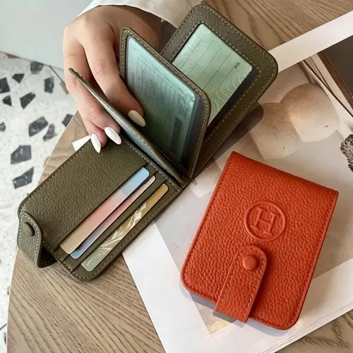 Leather Driver License Case for Women, Multi-Function Press Button Car Card Holder, Two-In-One Multi-Slot Bank Card ID Organizer, Elegant Fashion Wallet