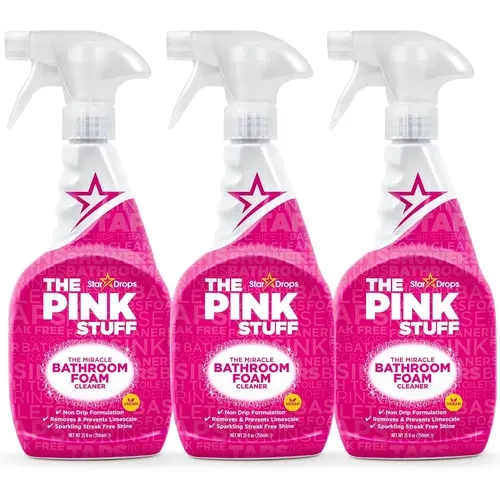 The Pink Stuff Miracle Bathroom Foam Cleaner 3 Pack Bundle | Non-Drip Formula Removes & Prevents Limescale, 24 oz, 3 Pack