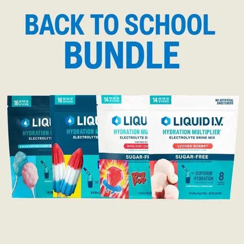 TikTok Shop Exclusive Back to School Bundle - Liquid I.V. Hydration Multiplier - Hydration Powder Packets | Electrolyte Powder Drink Mix | Convenient Single-Serving Sticks | 8 Vitamins & Nutrients | 4 Pack (60 Servings)​