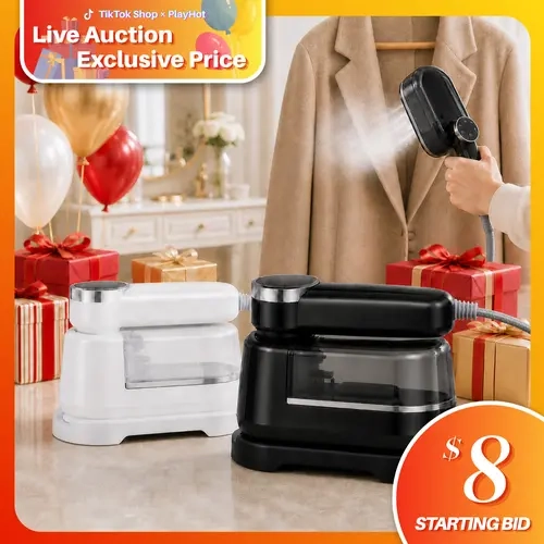 2-in-1 Handheld Steamer for Clothing & Iron (110V Plug), 1200W Compact Fast Heat-Up Appliance, 10s Warm-Up, 160ml Travel-Size, Large Ceramic Anti-Scratch Panel, Rotatable Head, Small Footprint, 110V~120V Only, Ideal for Travel Users