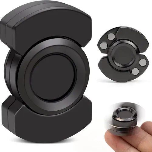 3-in-1 Fidget Toys Adults Kids: Spinner, Slider & Clicker | Magnetic Stainless Steel Bearing for Super-Stable Rotation – Stress Relief, Enhanced Focus, and Habit Breaking, Black
