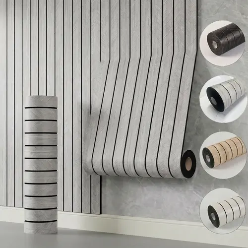 40cm*300cm 3D Wood Pattern Wall Sticker Roll Removable Decorative Wallpaper Easy-To-Remove for Home Renovation Room Gray Wooden Light Gray 3mm