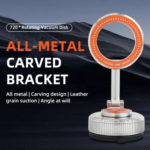 All-Metal Magnetic Car Phone Holder - N52 Strong Magnets, Vacuum Suction Cup, Adjustable Angle, Folding Design, Secure Grip, Easy Setup, Magnetic Mounts & Holders for Car Navigation, Desk Surfaces