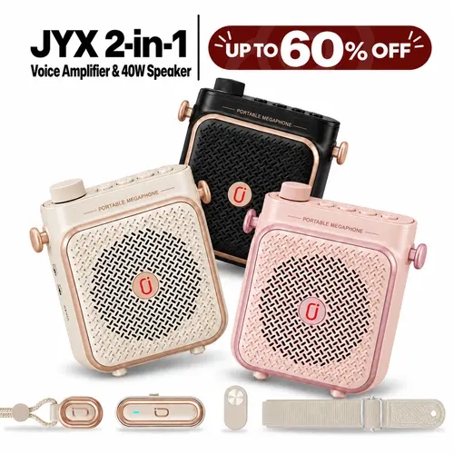 JYX 40W Portable Bluetooth Amplifier - Audio Device, 5.6 BT & AUX Speaker, Wireless Magnetic Clip Mic, DSP Anti-Howling, 65ft Range, 8H Rechargeable Battery, Portable Gadgets for Teaching, Outdoor Use