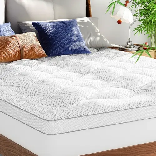 Bamboo Viscose Cooling Shredded Memory Foam Blend Bamboo Topper Mattress - Pillow Top with Breathable Sides, Wave Quilting, Moisture-Wicking, Pressure-Relieving Deep Pockets for Relief, Bamboo Topper Mattress, Mattress Toppers Cooling