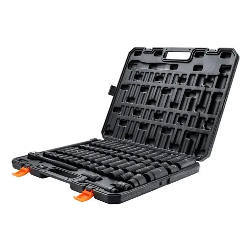 VEVOR 1/2" Drive Socket Wrench Kit, 65-Piece Cr-V Steel Work Mechanic Tools Set with 6-Point SAE/Metric Sockets (3/8"-1-1/4" SAE, 10-24mm Metric), Easy-to-Read Markings, Rugged Build, Storage Case for Car Repair & Industrial Use