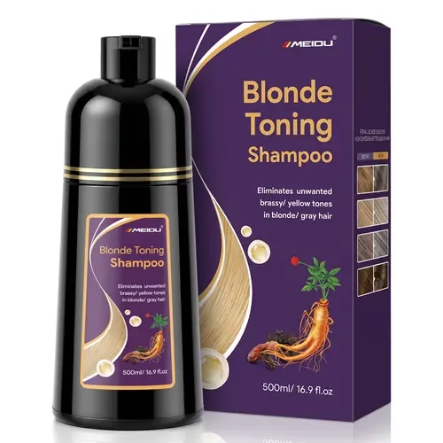 MEIDU 500ml (16.9oz) Purple Brass Removal Anti-Yellowing Color Safe Shampoo - Moisturizing Lather Wash, Tone Correction for Blonde Grey, Pastel or Platinum Blonde Hair