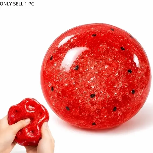 Handheld Watermelon Dumpling Squishy Toy - Slow Rising, Soft Stretchy, Slush Particles, ASMR Stress Relief, Sensory Play Item, Cool Gifts for Kids, Unisex Summer Party Favor