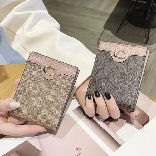 Vintage leather floral short wallet for women, Ladies Wallet, contrast multi-card holder, foldable coin purse, elegant and practical