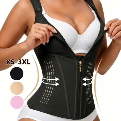 Colombian Faja Women's Sin Costuras Waist Training Shapewear Top with Adjustable Straps, Control abdomen, Cremallera Abdominal Compression, Essential for Daily Fitness, Waist Tummy Control