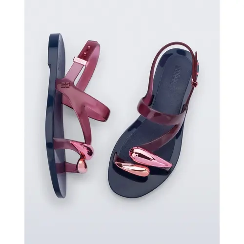 Melissa Iris Women's Casual Sandals, Metallized Drop-Shaped Embellishment, Chic Boho Style Summer Shoes for Women Chic Summer Footwear Boho Style Sandals