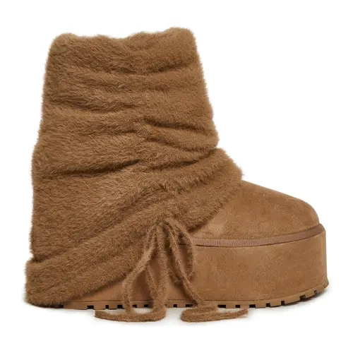 Snuggle Sesh Platform Booties - Beige
