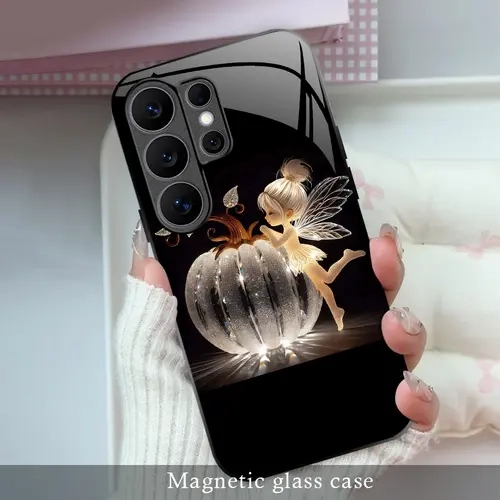 Cute Spooky Halloween Ghost Magnetic Case for Galaxy S26 S25 S24 S23 S22 S21 S20 Note, Pumpkin Spice Witch Fall Glass Charging Cover ---985