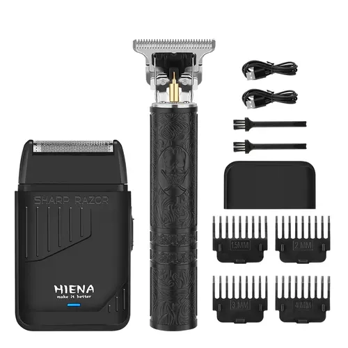 Men's 2-Piece Grooming Set #22 - USB Rechargeable Sleek Barber Trimmer, Cordless Shaver Clippers for Daily Grooming, Facial Hair & Beard Trimming, Ideal Gift for Boyfriend